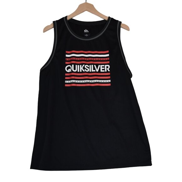 Quiksilver Black Graphic Tank Top Size XL Retro Surf Streetwear Jersey *1 flaw* - Picture 1 of 7